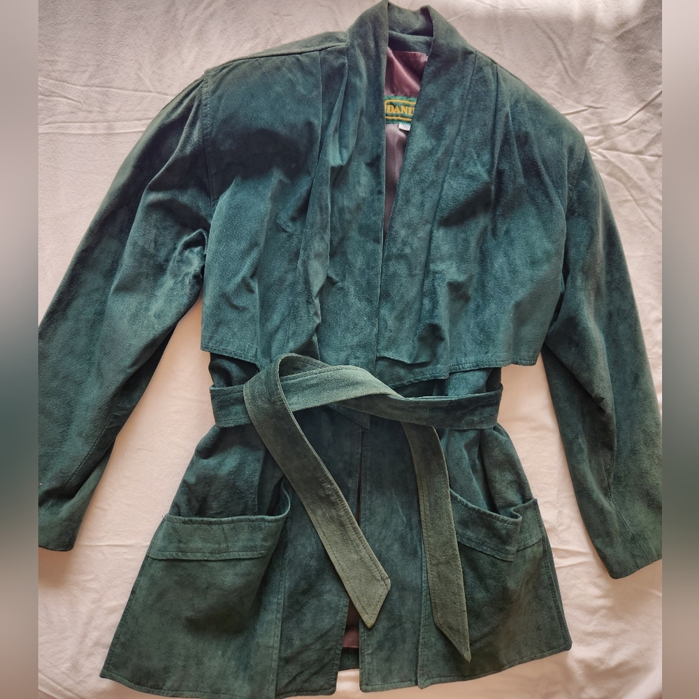 Danier - Vintage Green Suede Coat - Size S